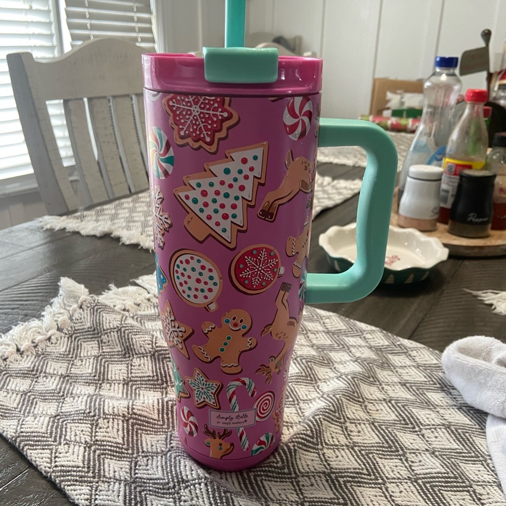 Simply Southern Pink Holiday Tumbler with Teal and pink